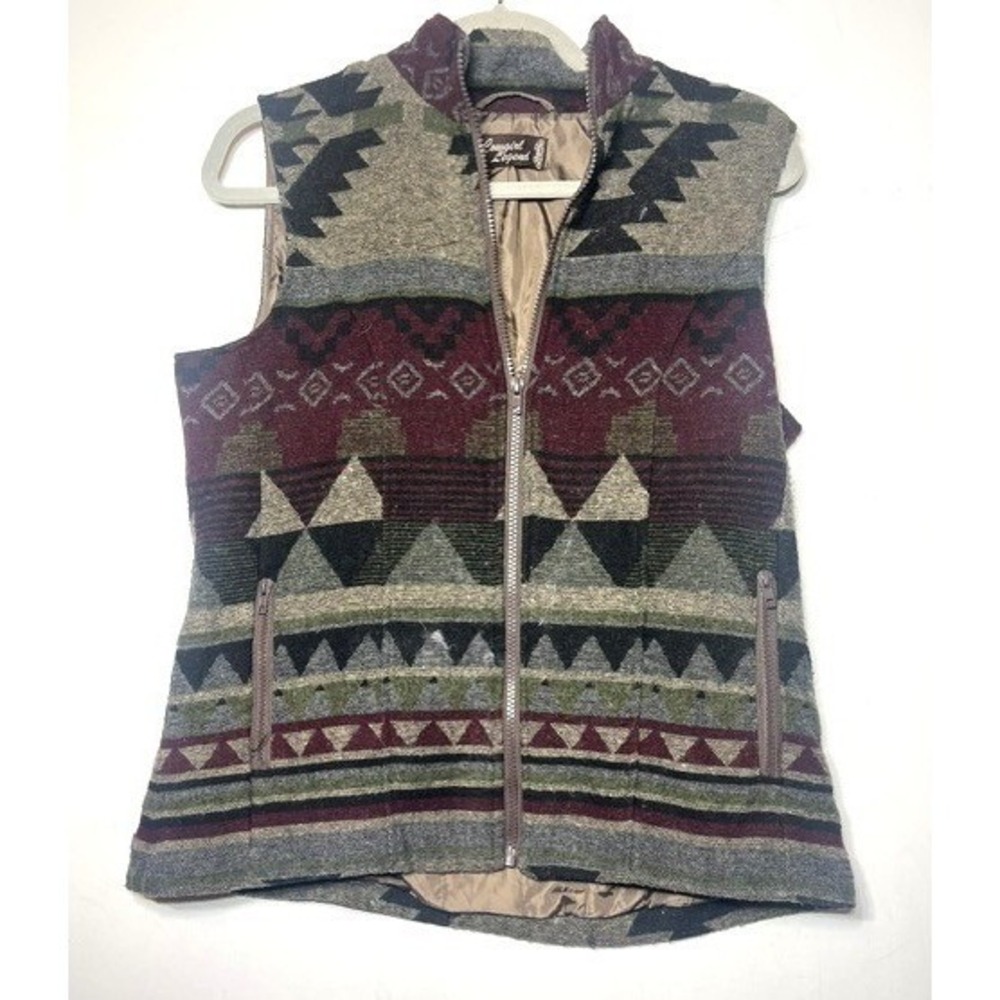 Cowgirl Legend Aztec Full Zip Wool Blend Western Vest Sz S
